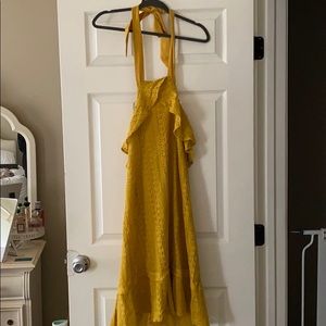 Gorgeous Mustard lace dress, tie around neck